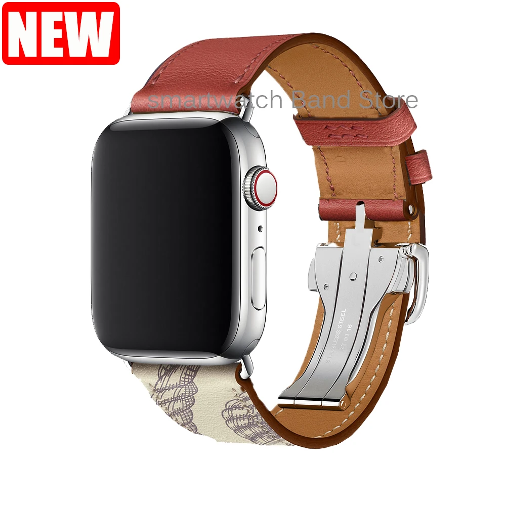 Ремешок для Apple Watch Band из натуральной кожи с одной пряжкой 5 4 3 2 1 кожаный ремешок