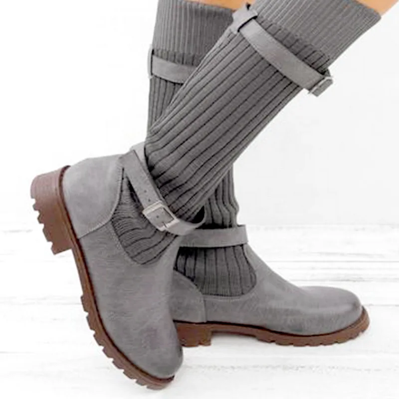 LOOZYKIT/Новое поступление года; модные эластичные носки до середины икры; сезон осень-зима; женские пикантные ботинки