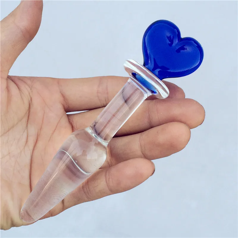 hh022 heart Glass plug anal sex toys for woman lesbian G SPOT (1)