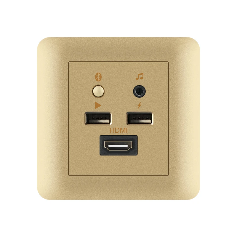 

Hotel embedded wall PC type 86 Champagne Gold two USB interface with HDMI with WIFI with bluetooth with 3.5 audio socket