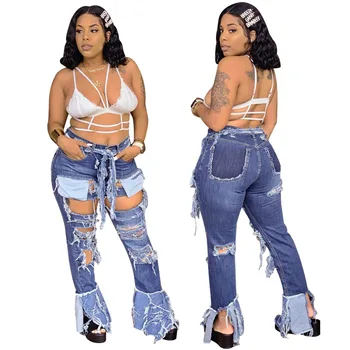 

Autumn Winter Women Jeans Sexy Clubwear Tassel Plus Size Jeans Woman Pants