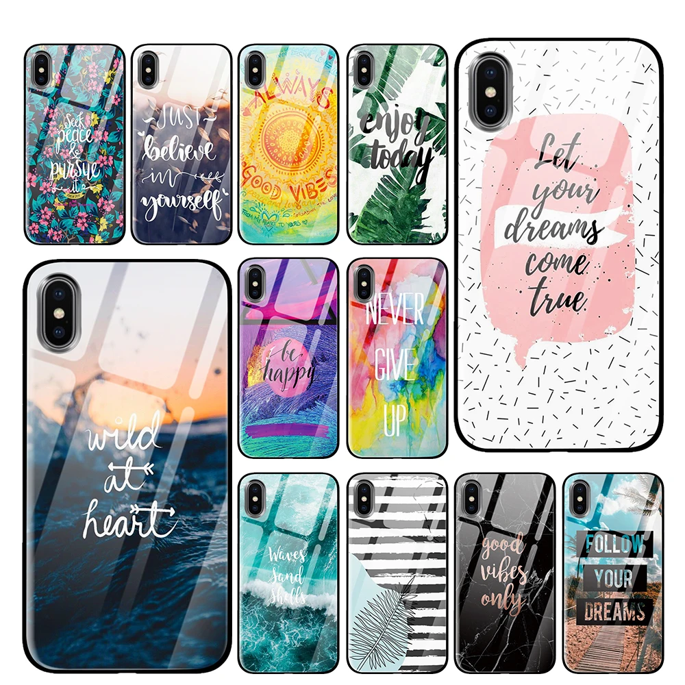 

Aesthetic quotes Tempered glass For Huawei P30 P20 Mate 10 20 Honor 8 9 10 Pro Lite Cases Cover