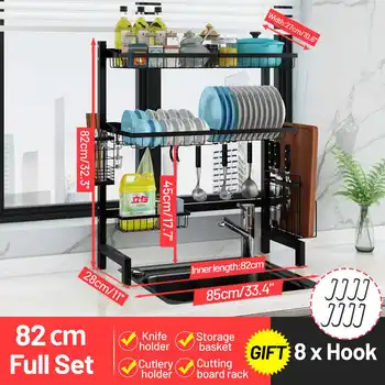 

2Tier Dish Drying Over Sink Drain Rack Stainless Steel Kitchen Organizer Shelf Storage Countertop Utensils Holder Shelf for Sink