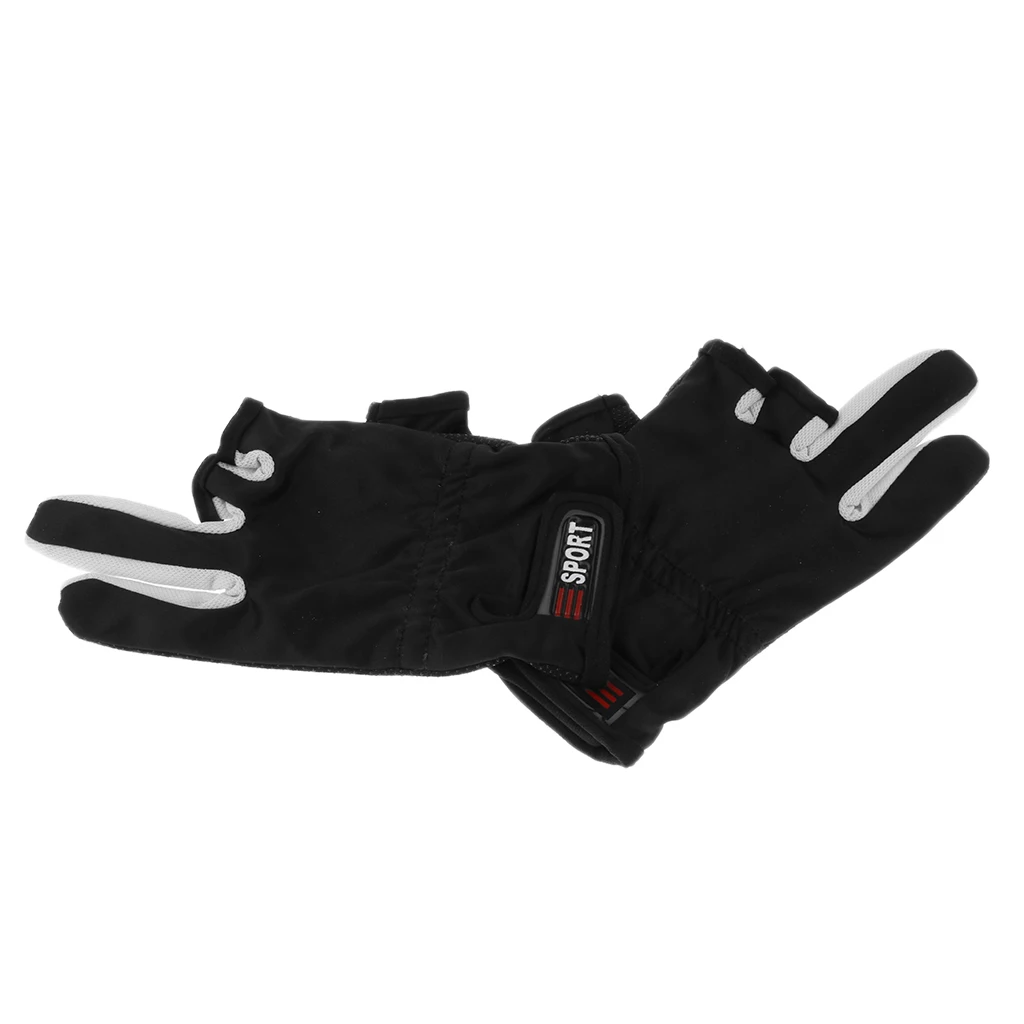 1 Pair Anti Slip 3 Low Cut Finger Fishing Gloves With Adjustable Wrist Strap Fishing Gloves for Fishing Camping 