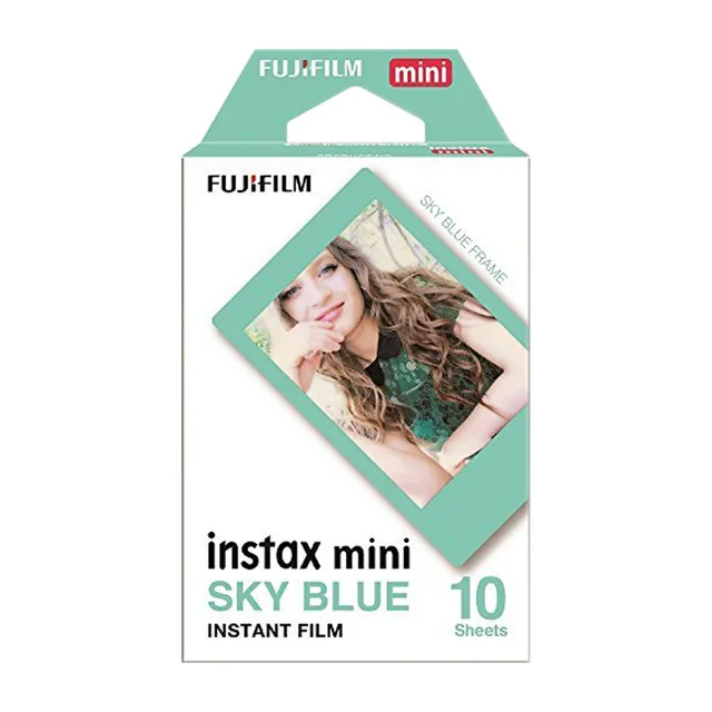 10-200 sheets Fujifilm instax mini 9 film white/Color Edge 3 Inch wide film for Instant Camera mini 8 7s 25 50s 90 Photo paper - Color: Blue 10 Sheets