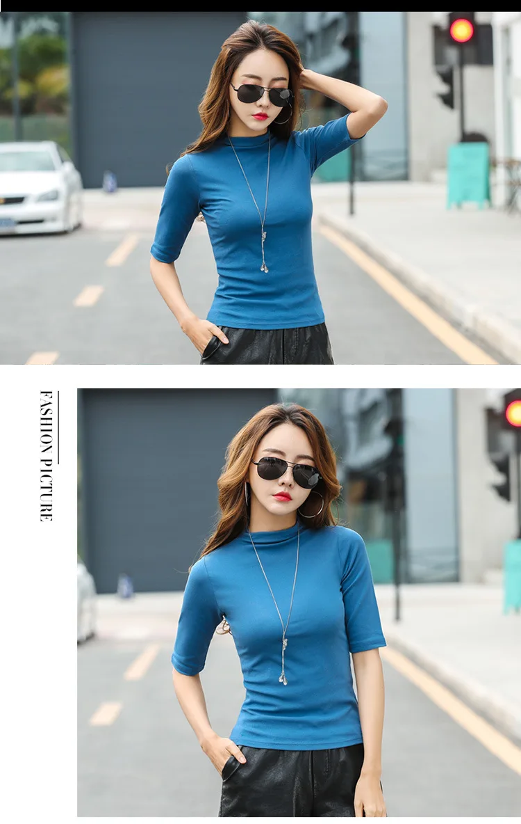 MRMT 2023 Marke Neue frauen T-sh Nahen Ärmeln Körper Abnehmen Frauen T-sh für Frau Semi-Hohen kragen Dünne Tops T280_voghion.com