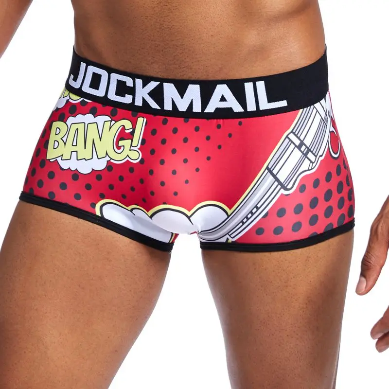 JOCKMAIL Брендовое Мужское нижнее белье боксеры дышащие сексуальные Cuecas шорты-боксеры для геев нижнее белье трусы мужские Трусы для мальчика - Цвет: Красный