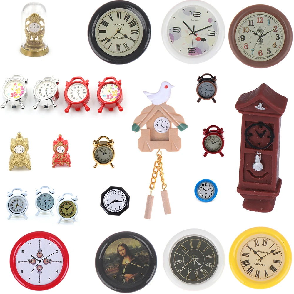 

1:12 Scale Dollhouse Miniature Wall Clock Play Doll House Miniaturas Home Decor Accessories Toy Pretend Play Furniture Toy