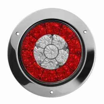 

2X 4 Round Red/Amber 16-LED Truck Trailer Brake Stop Turn Signal Tail Light 12V