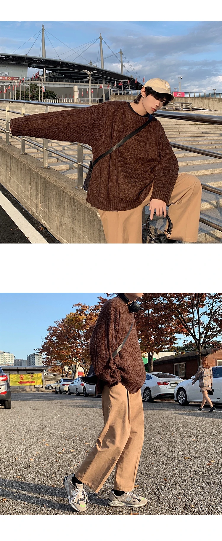 Winter Sweater Men's Warm Fashion Casual O-neck Sweater Pullover Men Casual Loose Knitting Sweaters Male Sweter Clothes M-2XL