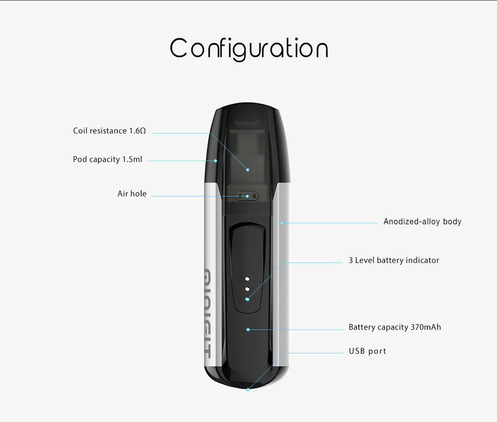 Стартовый набор Justfog minifit 370 мАч мини стартовый для вейпа и новейший керамический