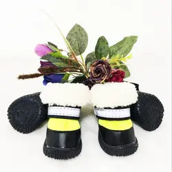Утепленные зимние ботинки для домашних животных; 4 шт./партия; теплые зимние ботинки с защитой от лап для собак; нескользящая подошва