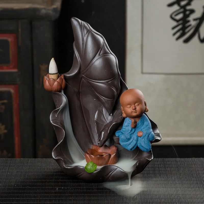 

Humidifier Incense Holder Of Spring New Young Monk Lotus Leaf Drop Backflow Incense Furnishing Articles Can Be A Undertakes