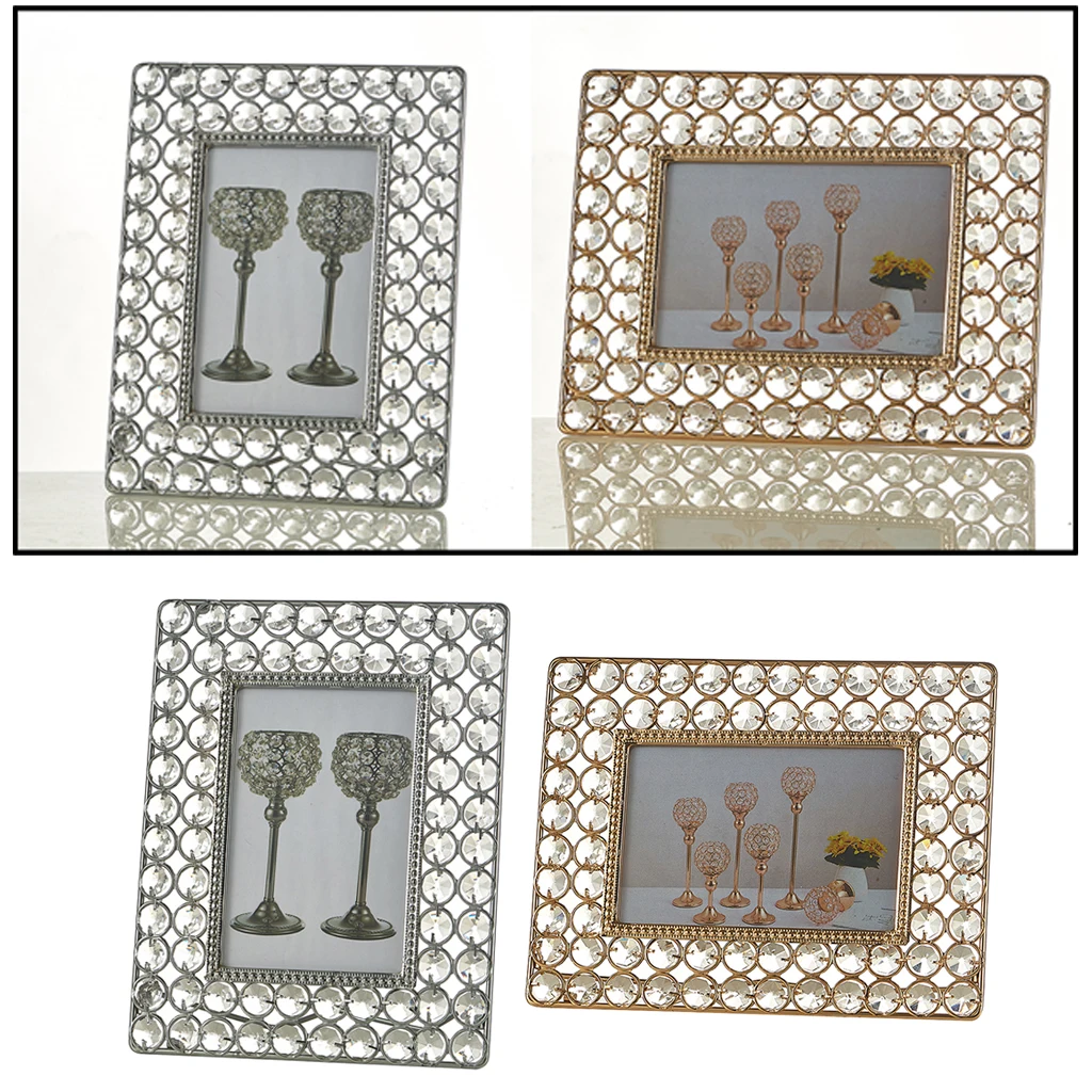 Crystal Beaded Photo Frame Bridal Favor Metal Frames Photo Display Decor