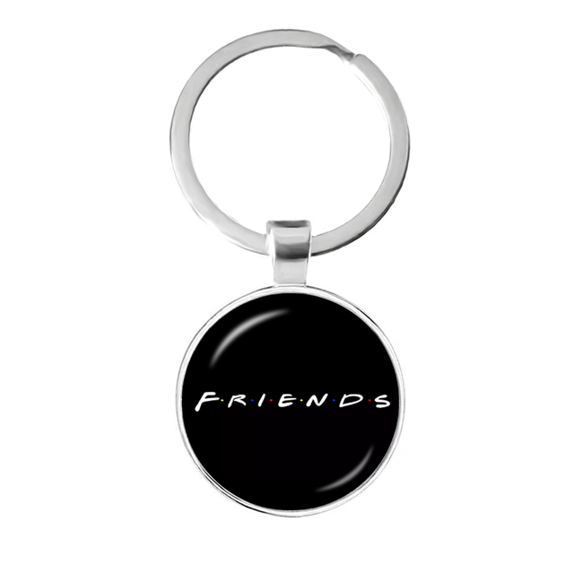 Friends TV Show Pendant Keychain Character Cartoon Fun Pattern 25mm Glass Cabochon Key Ring Keyholder Good Friend Gift