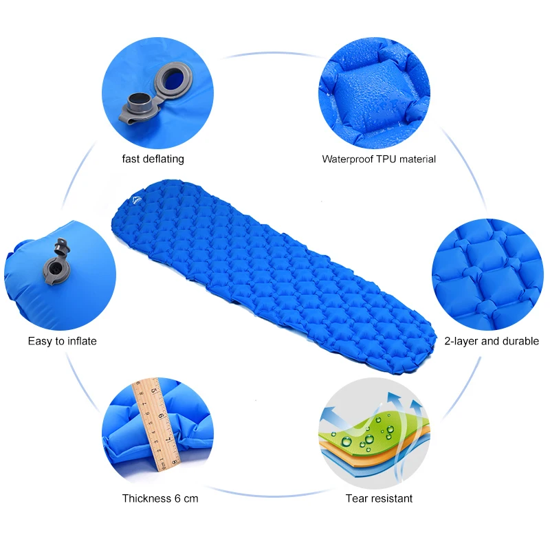 Inflatable mattress Widesea Camping Inflatable Mattress In Tent Folding Camp Bed Sleeping Pad Picnic Blanket Travel Air Mat Camping Equipment