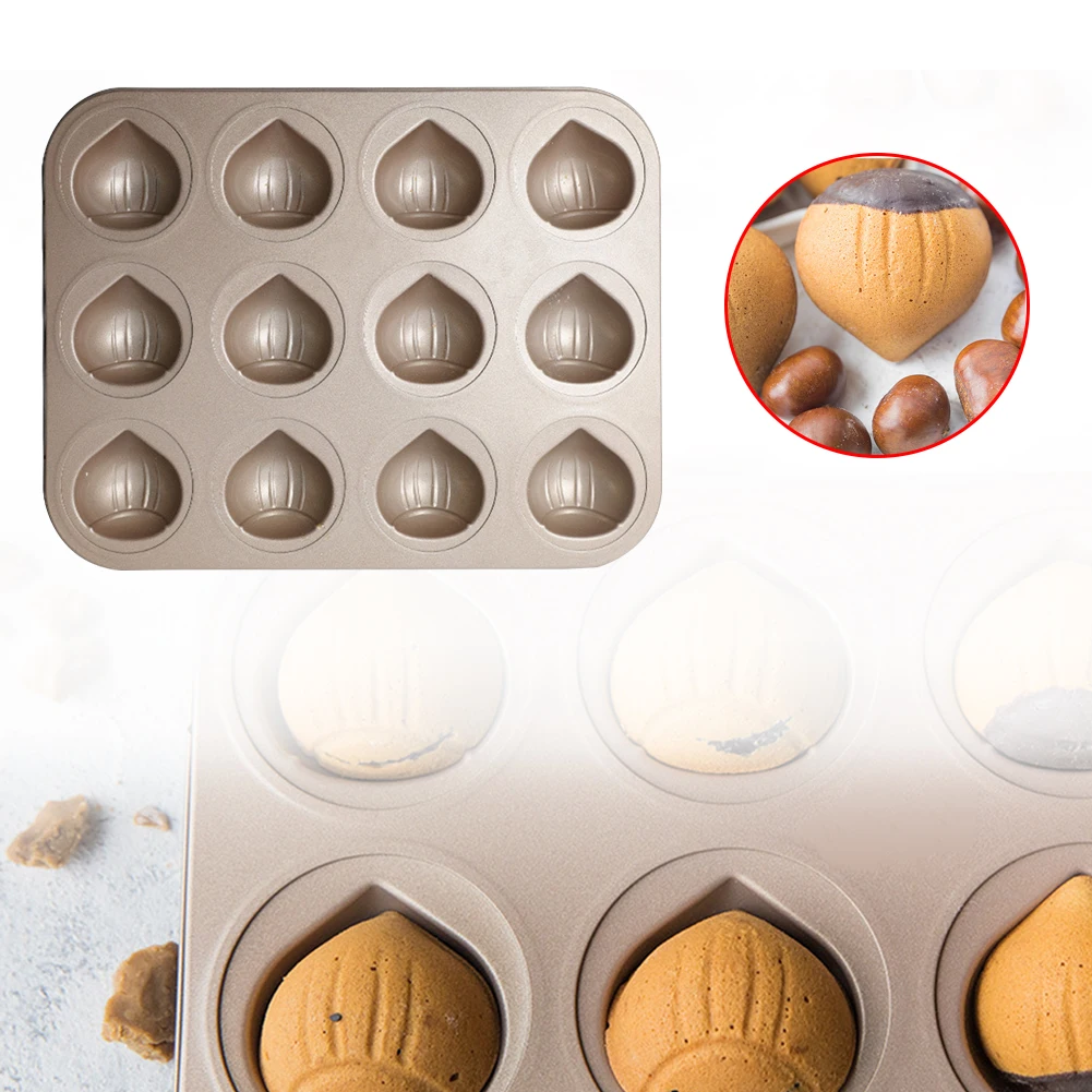 12 Even Cake Mold Cake Pan Non-Stick Chestnut-Shaped Baking Pan Kitchen Oven Baking - 4000534424895