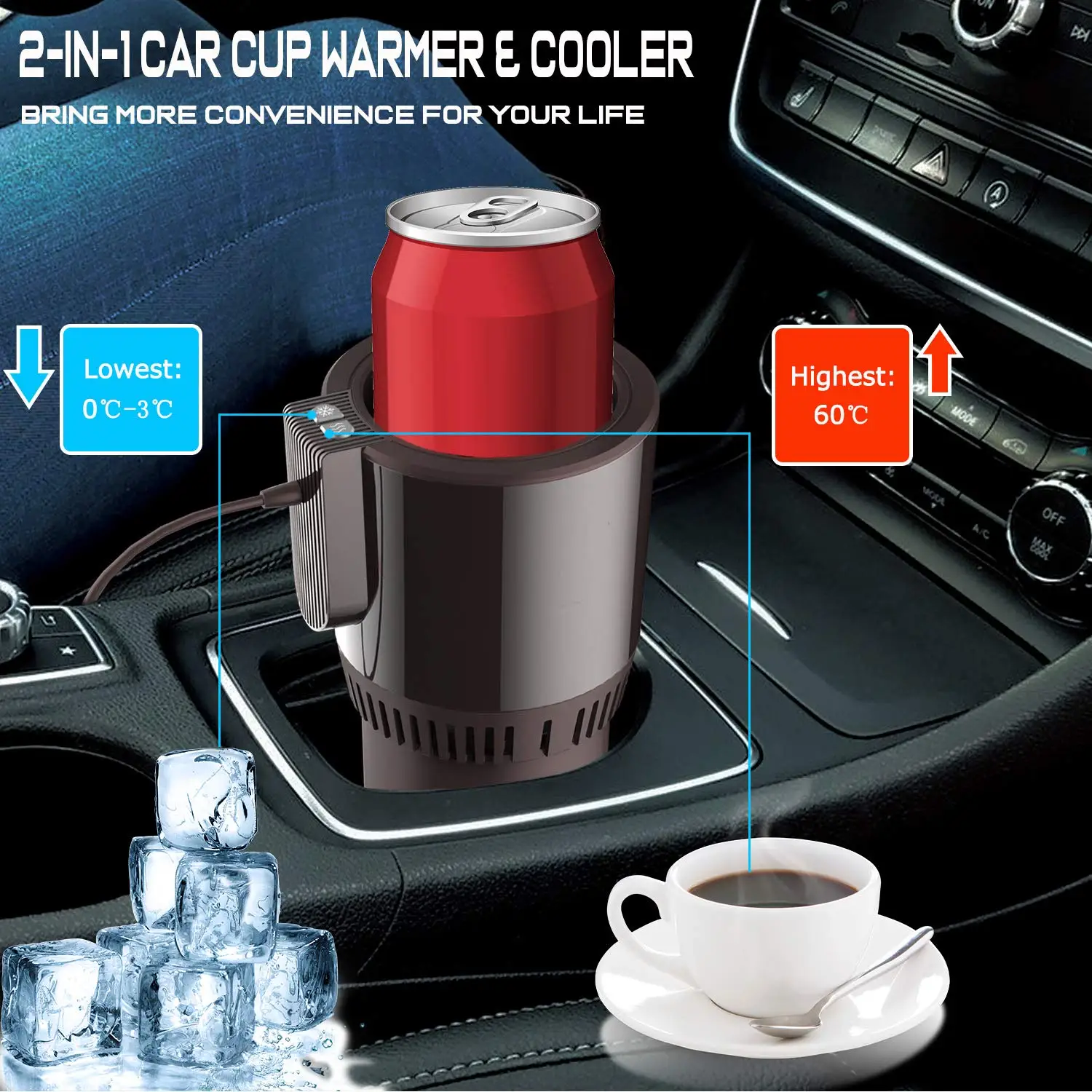 Автомобильный Подогрев Чашек охладитель 2In1 нагрева умный температурный контроль, электрический держатель кружки