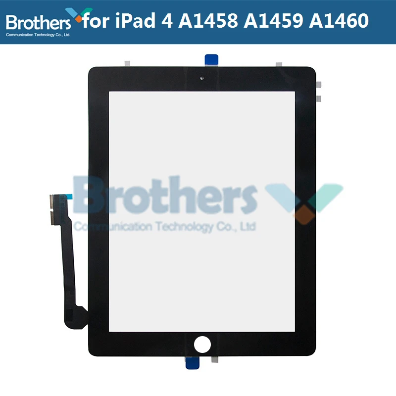 Планшет T панель для iPad 4 A1458 A1459 A1460 дигитайзер стекло сенсор в сборе с кнопкой Home для iPad 4 экран Replecement - Цвет: Black no button