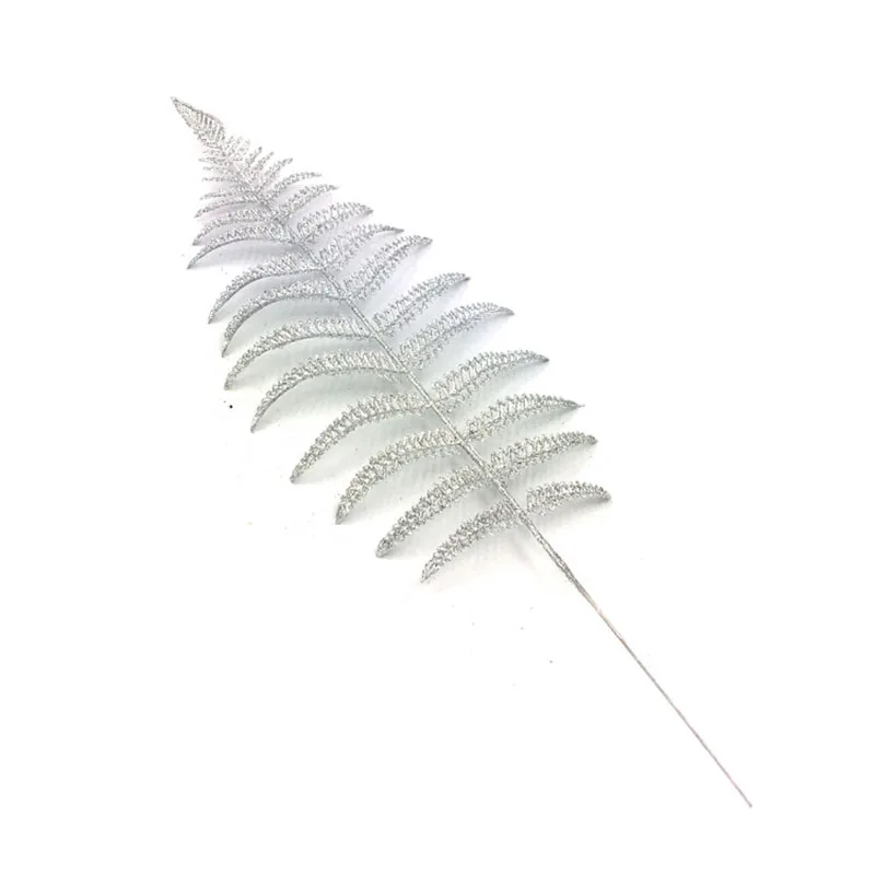 4pcs Glitter Fern Christmas Hollow Leaves Ornaments For Home Xmas Tree Decors