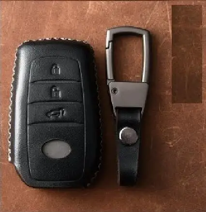 3Button black 02 Чехол из натуральной кожи с дистанционным управлением для Toyota Camry Highlander Prado Crown Land Cruiser Prius Vitz Reiz Fortuner Prius - Название цвета: 3Button black 02