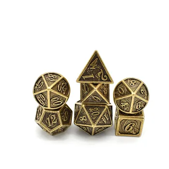 

HYMGHO DND dice rpg dice ancient gold Dragon Scale Metal bronze dice Set for ultimate gamer tabletop gaming roll
