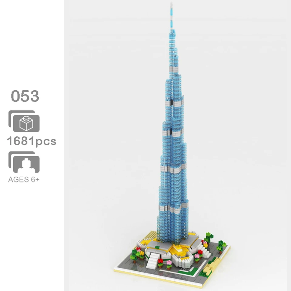 

YZ World Famous Architecture Burj Khalifa Tower Building Blocks 3D Model Mini Bricks Diamond Building Small Blocks Toy for Boys
