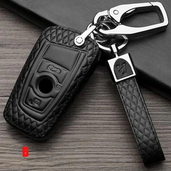 

Top layer Leather Car Keychain For BMW Key Case F30 F10 For Bmw F30 F20 X3 X4 3 5 4 7 Series Car Key Cover Key bag Car Styling