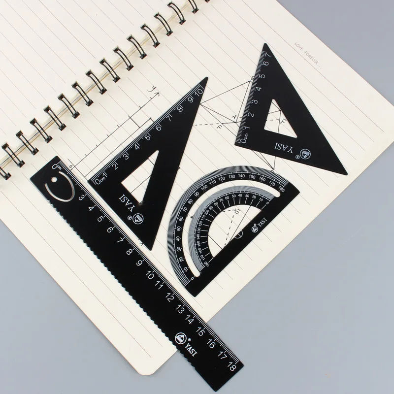

IELTS New Products Ruler Sets Wholesale Black And White Two-color Steel Ruler Sets Young STUDENT'S Painted Supplies Prizes YS-82