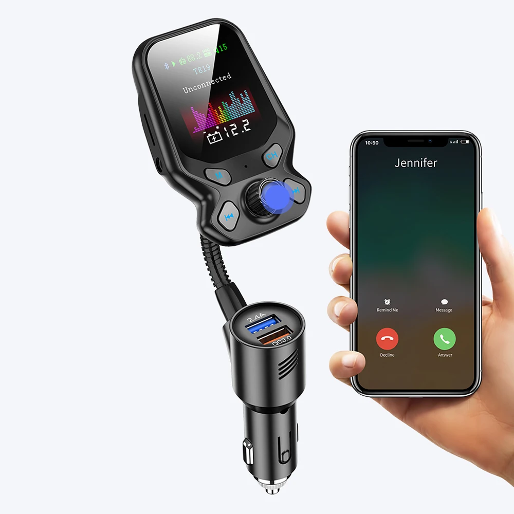 TOSPRA Беспроводной Bluetooth FM передатчик модулятор Автомобильный комплект Hands-Free автомобильный 1,77 дюйма Цвет Экран MP3 плеер с 5V3AFast зарядки