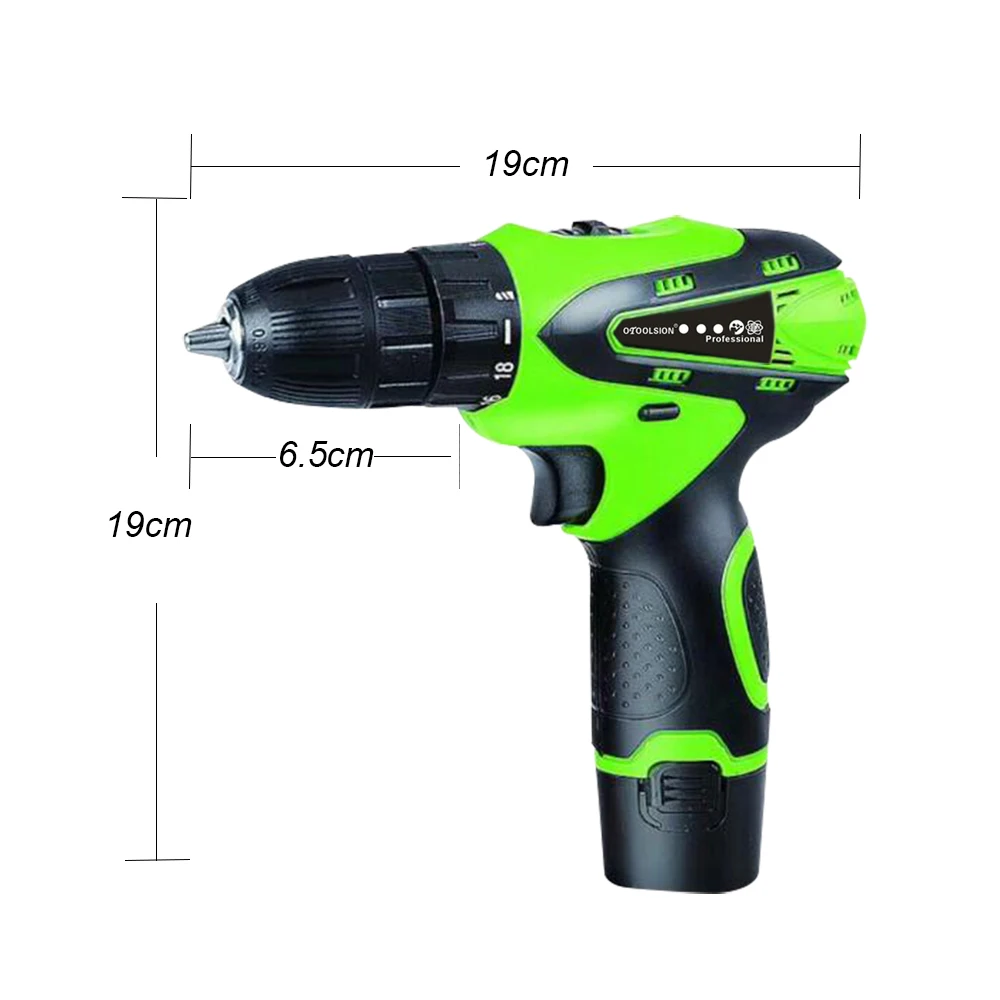 12V Dual Speed Wireless Drill Battery Drill Power Tools Screwdriver Electric Drill Screwdriver Tool Box+ Power Tool Accessories (2)