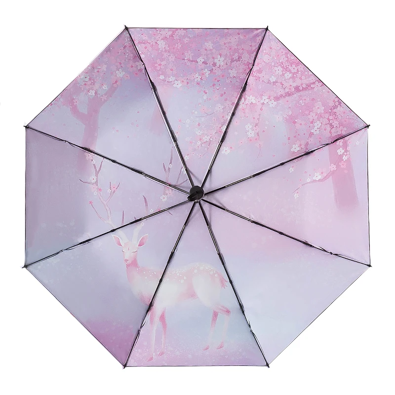 

Forest Style Women's Parasol Anti UV Paraguas Flowers Sun Umbrella Rain Windproof Light Folding Umbrellas for Women Men Children