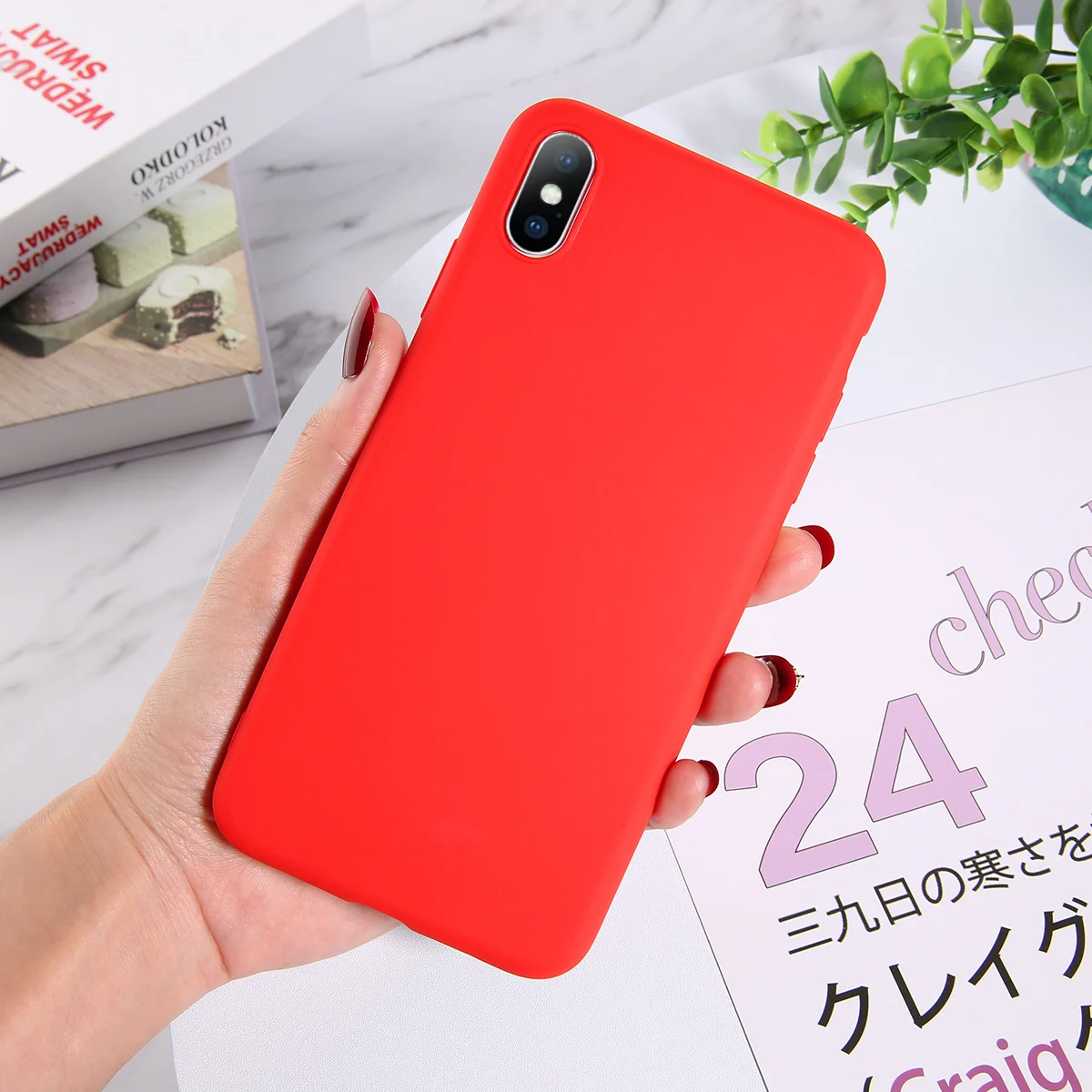 Красный Чехол для телефона Lovebay ярких цветов для iPhone XS Max XR XS X 8 Plus простой силиконовый чехол для iPhone 6 6S 7 Plus Мягкий чехол из ТПУ - Цвет: Красный