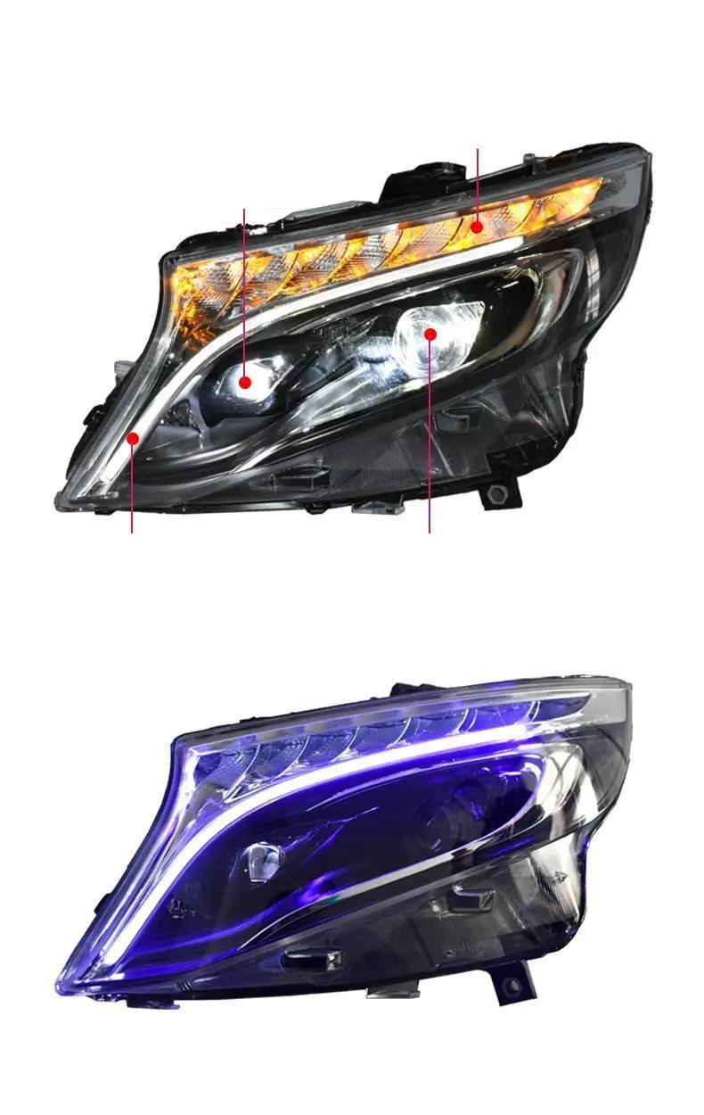 Внешний боковой указатель поворота аксессуар Luces Led Para Автомобильные фары Задние Автомобильные фары в сборе 17 18 для Mercedes Benz Vito