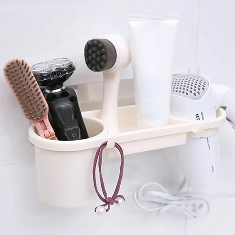

Bathroom Storage Rack ABS No Trace Multifunctional Hair Dryer Rack Blower Bracket Bathroom Hanging Rack Wall-Mounted Stacks