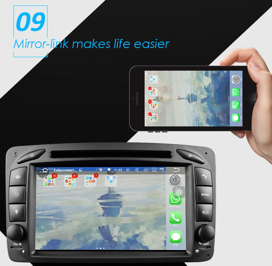 Flash Deal Eunavi 2 Din Android 9.0 Car DVD Radio Player car stereo gps navi For Benz W203 W208 W209 W210 W463 Vito Viano with wifi bt swc 15