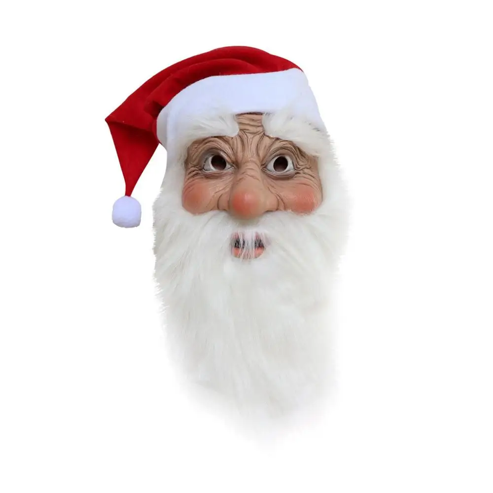 Забавная маска Санта-Клауса, латексная мягкая маска на все лицо, Рождественский карнавальный костюм, костюм Санта-Клауса для игр, реквизит, маска Санты, головные уборы