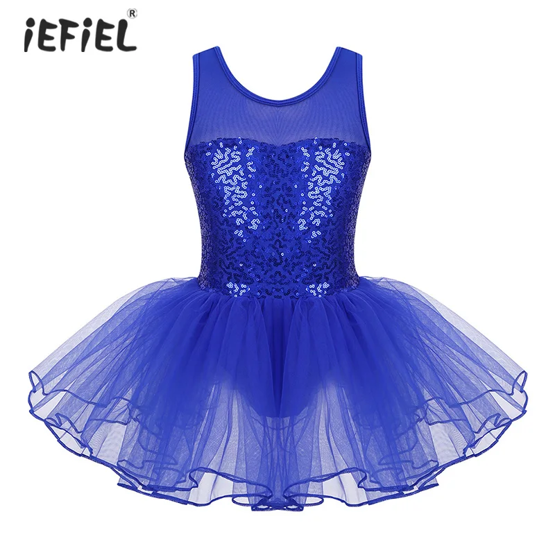 

Toddler Swan Ballerina Tutu Ballet Dance Dress Dance Wear Sleeveless Mesh Splice Sequins Gymnastics Leotard Girls Ballet Dress