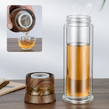 Drinking Pot Portable Tea Separation Cups Double-layer Car Cup Creative High Temperature Glass Water Bottle To Send Cup Sets
