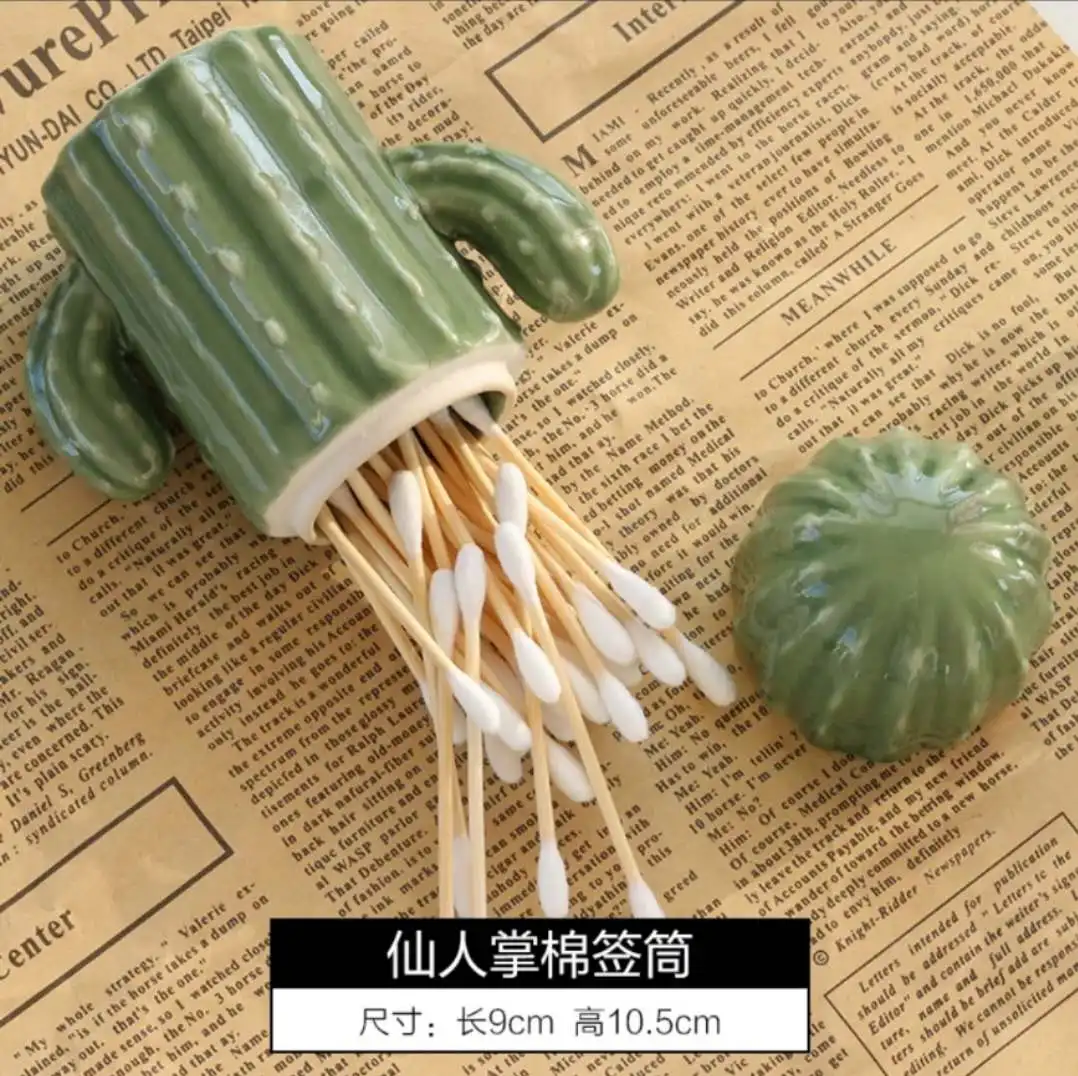 NEWYEARNEW 1piece Ceramic Toothpick Holders Cotton swab Box Candy Storage Creative Cactus Table Decoration Wedding Gifts | Дом и сад