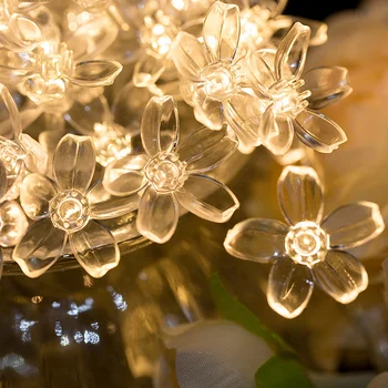 

20LED Cherry Blossoms Fairy String Lights Wedding Decor w/Remote Control Crystal Flowers For Indoor Wedding Christmas Decora