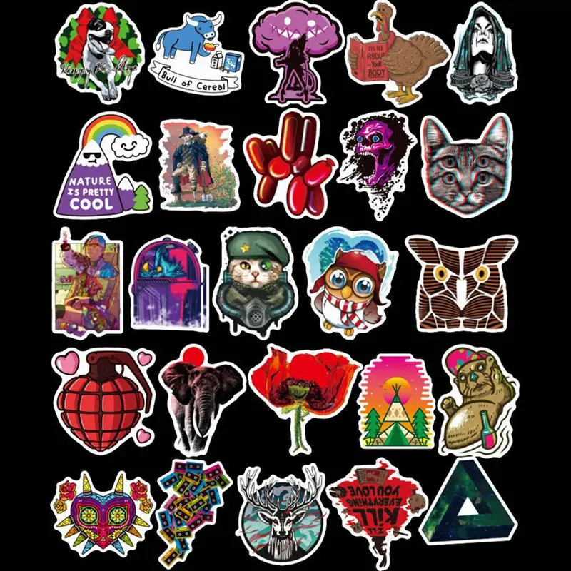 100PCS Skateboard Fashion brand Logo Waterproof Sticker For Luggage Car Guaitar Skateboard Phone Laptop Bicycle Stickers