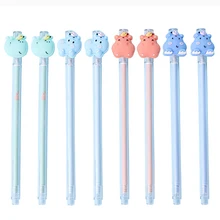 

24Pcs Korean Kawaii Cute Pens River Horse Funny Stationery Fun Ballpoint School Cool Thing Kawai Stuff Object Goods Kit Blue Ink