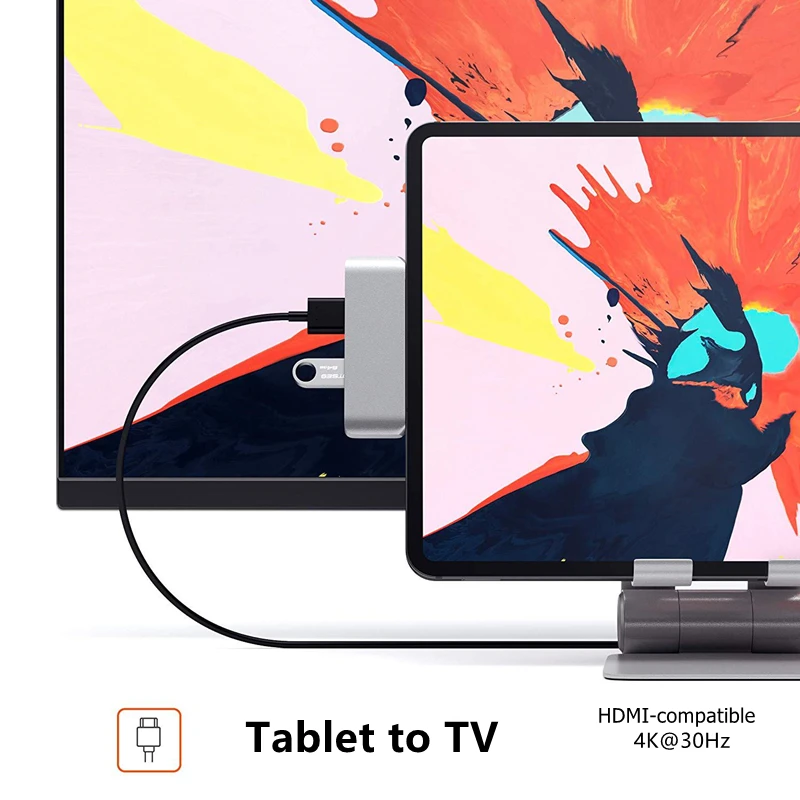 Rankman Type C to HDMI-compatible USB C 3.0 Aux Adapter for iPad Pro MacBook Samsung S20 Dex Xiaomi 10 TV PS5 Nintendo Monitor