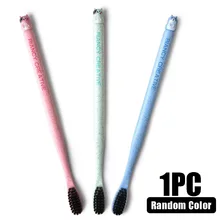 Зубная щетка из природных материалов многоцветный детский бамбуковый безопасный Антибактериальный уход за полостью рта животные Пшеничная солома мультфильм мини-головы