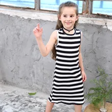 Платье в полоску для девочек, платья принцессы без рукавов, детская одежда, детская одежда, длинные облегающие Прямые Вечерние платья для девочек