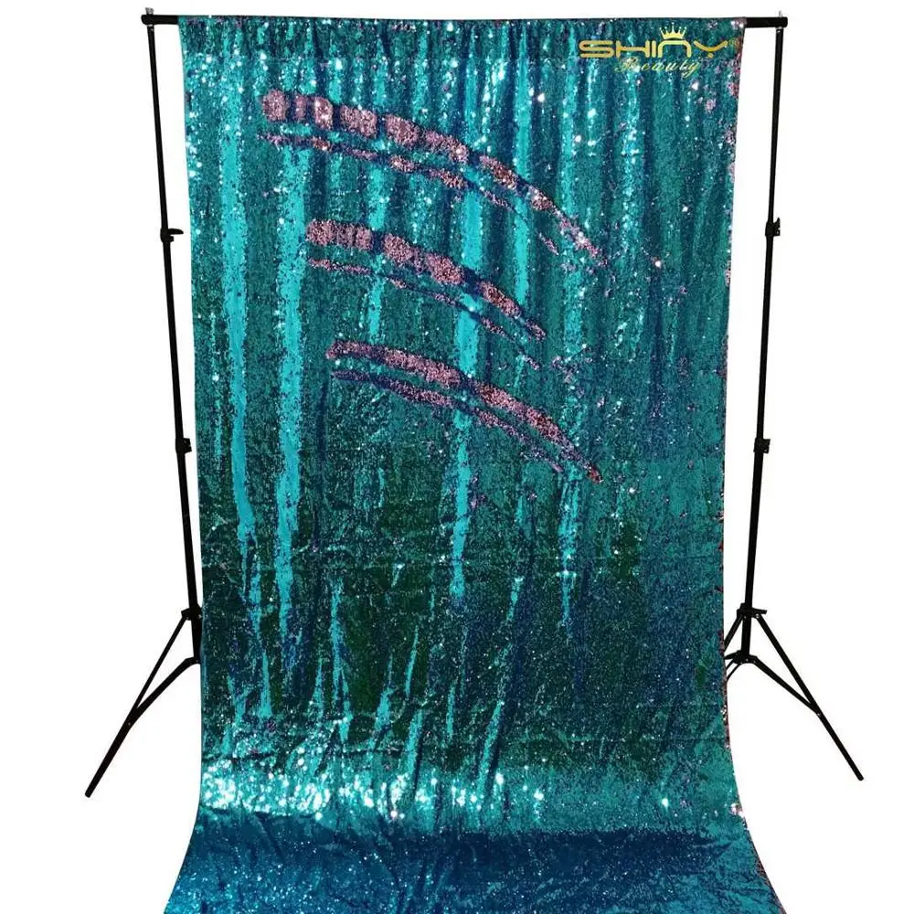 Sequin Backdrop 4FTx6FT Red Glitter Backdrop Mermaid Reversible Sequin Fabric Photo Booth Backdrop-M0926 - Цвет: Turquoise to Pink