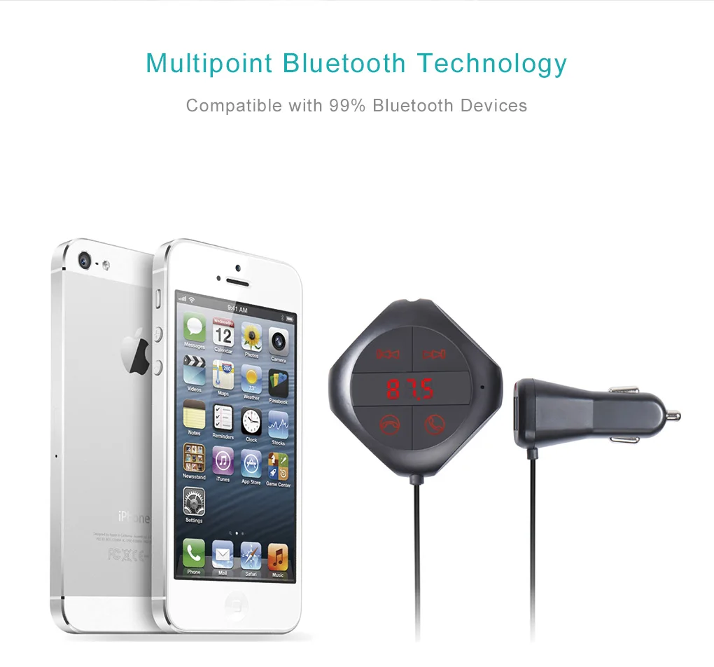 Дисплей напряжения автомобильный Bluetooth комплект fm-передатчик MP3-плеер двойной USB быстрое зарядное устройство Bluetooth громкая связь вызов