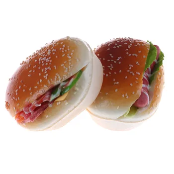

Super Soft Fake Hamburger Simulation Decor Hamburger Cake Squeeze Hot Dog Squishy Charm Bread Strap Gift