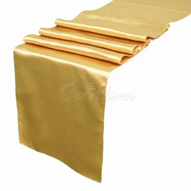 OurWarm Satin Table Runners for Wedding 12\"x108\" Multi Colors for Wedding Table Decoration Event Party Supplies Home Textile - Цвет: gold